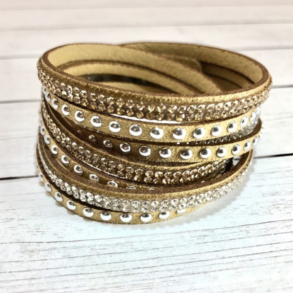 Faux Leather Wrap Bracelet-Tan